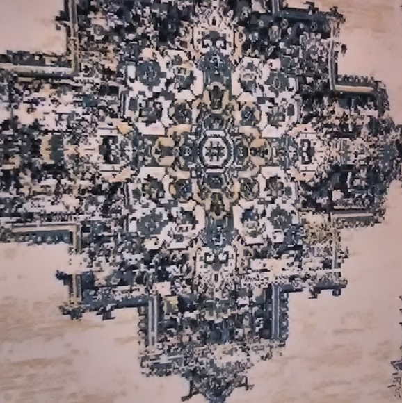 Beautiful area rug blue and cream colored. - Picture 2 of 3